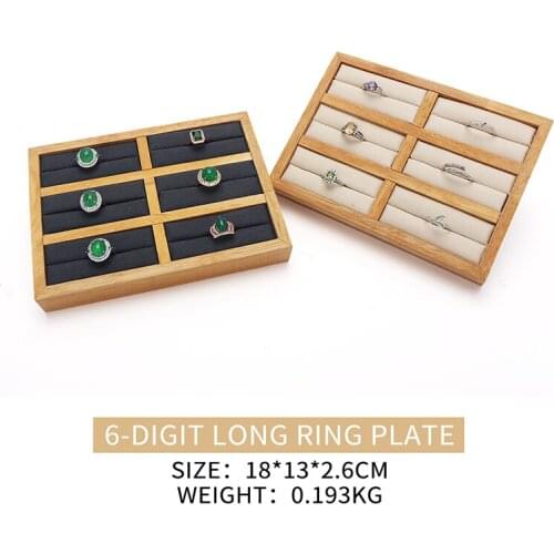 New Solid Wood 6 Grid Female Ring Jewelry Display Plate For Earring Pendent Bracelet Showcase Jewellery Organizers Rack 2 Colors