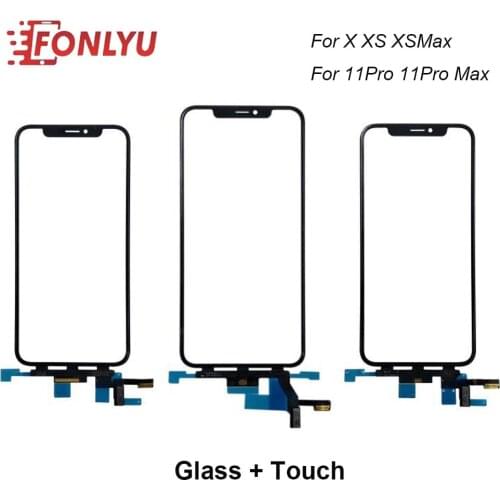 Front Glass with Touch Flex Cable for iPhone X XS XSmax 11P Short Flex LCD Touch Screen Panel External Cracked Glass Replacement