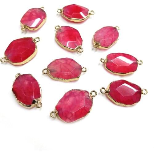 Natural Stone Agates Pendant irregular Double hole connector Pendants for Jewelry Making DIY Necklace Accessories Size 16x28mm