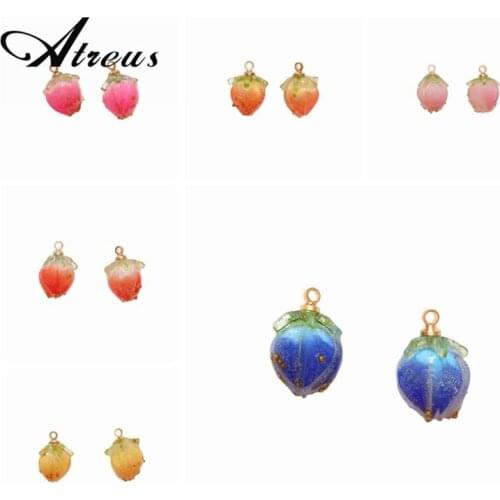 2pcs Resin Rose Charm Pendants For Women Diy Earrings Bracelet Keychain Beads Handmade Accessories Jewelry Finding Birthday Gift
