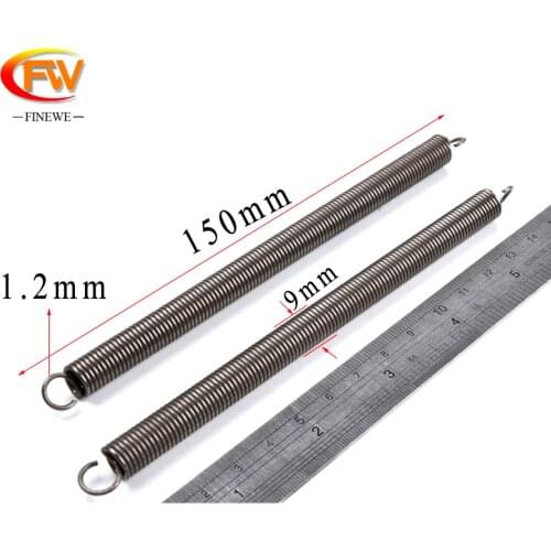 FINEWE Extension Spring 1.2mm Thickness 12mm OD Small Tension Springs Steel Long Extension Spring