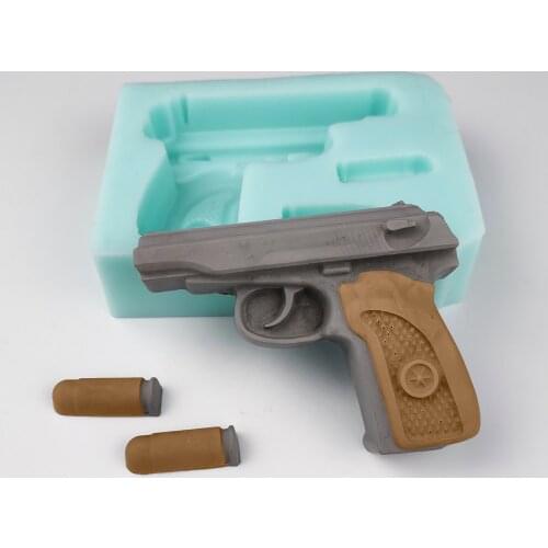 PRZY Pistol Bullet Mold Soap Molds Mould Silicone Gun Molds Handmade Fondant Soap Clay Resin Candle Mould