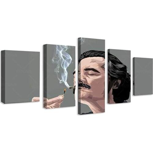Frame 5 Pieces Pablo Escobar Hot Famous Art Painting Vintage Canvas Poster hd Print Picture Wall Home Room Decor