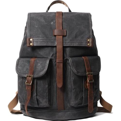 Outdoor Men Travel Backpack Waxed Canvas Large Capacity Rucksack Waterproof Male Climbing Backpack 2021 NEW