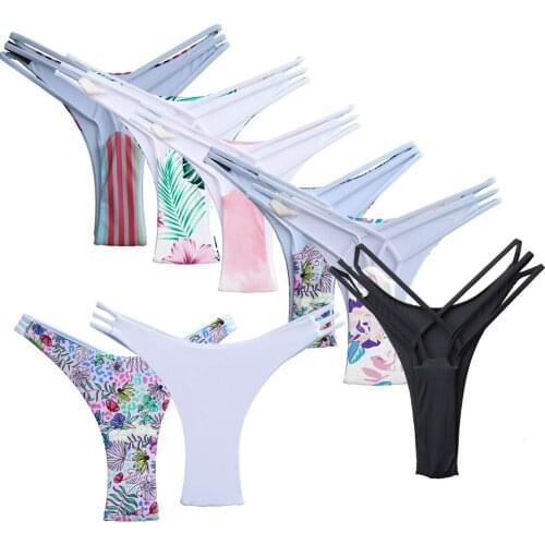 Sexy Swimsuit Bikinis Swimwear High Waist Black Brazilian Biquini Womens Secret Bottom T-back Cheeky Bikini Bottoms Thong