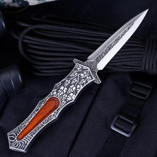 High Quality Folding Pocket Knife Damascus Wood Handle Tactical Knives Outdoor Survival Combat Knives Camping Hunting EDC Tool