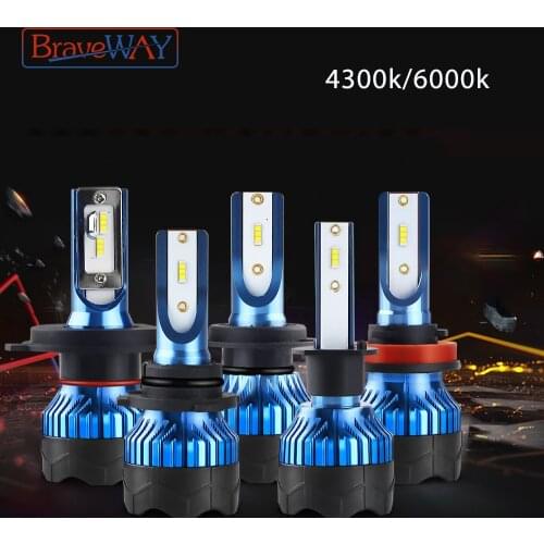BraveWay 4300K 6500k LED Light Bulbs CSP Chip Cars H8 H9 H11 LED H4 HB4 HB3 H7 Lamps 12V H4 LED Headlight H1 LED Lamps