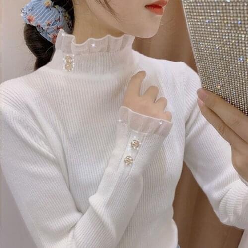 Womens Sweaters 2021 NEW Autumn Winter Sweater Women Lace Pullover Jumper Knitted Sweater Female Soft Warm Pull Femme Hiver C-8