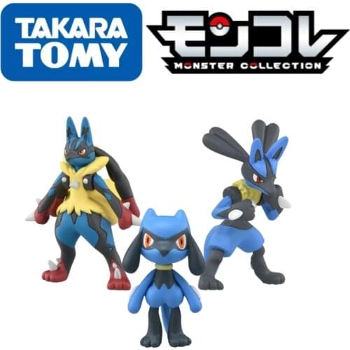 TOMY Pokemon Figures MS Series Kawaii Riolu Handsome MEGA Lucario Toys High-Quality Exquisite Appearance Anime Collection Gift