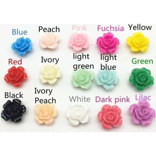 200pcs 12mm Resin Rose Flowers DIY Embellishments For Cardmaking Scrapbooking Flatbacks Cabochons Decorations 15 Colors