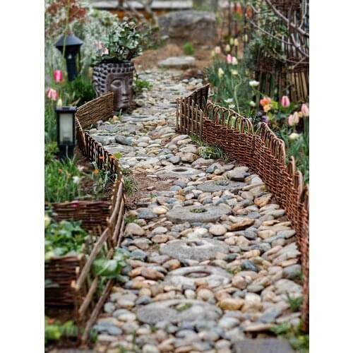 Outdoor decor handcrafted wicker fence