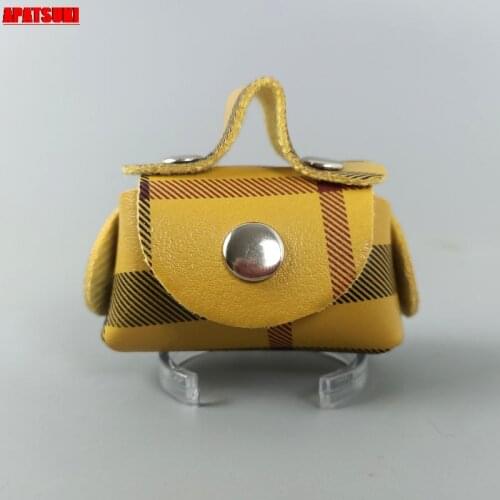 Yellow Plaid Leather Bag For Barbie Dolls Accessories Purse For Blyth 1/6 BJD Doll Shopping Bag Kids & Baby Toys