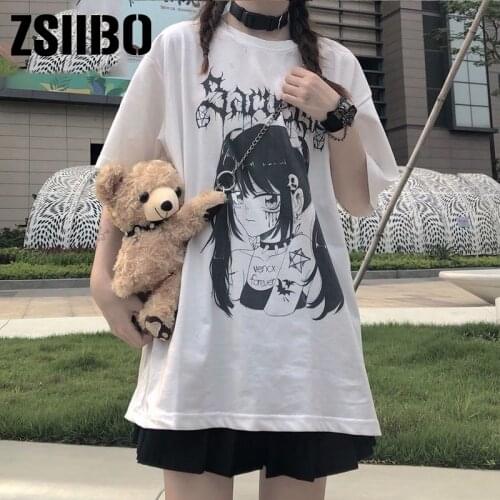 Aesthetic Camisas Mujer Harajuku T-Shirt Kawaii Ninja Cat Print Black Summer Korean pop Streetwear Women chic casual Tops Tees
