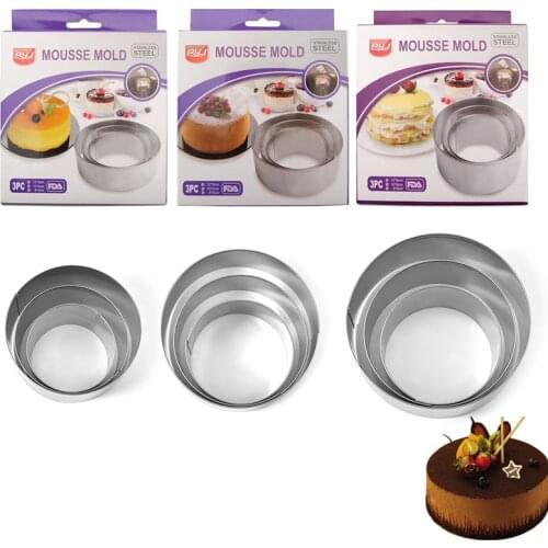 3pcs/set Mousse Ring Cake Mold Baking Pastry Stainless Steel Round Cake Tools Mould Set Kitchen Baking Accessories For Cake Mold