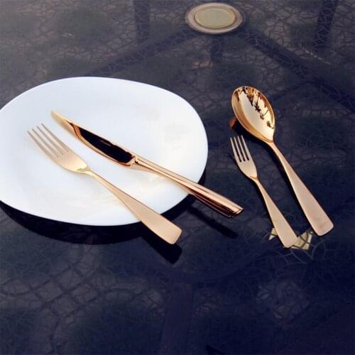4pcs Top Quality Stainless Steel Dinnerware set Gold Polishing Knife Fork Dpoon Rose Golden Cutlery set Free shipping