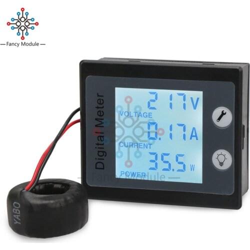 AC 80-260V Multifunciton Meter With CT 100A Ammeter Voltmeter Power Monitor Energy Tester STN LCD Screen Digital Multimeter