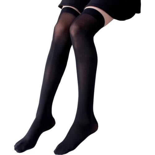 Spring Summer Ladies Stockings Fashion Thigh High Stocking High Elastic Breathable Stockings Black/White Color Women Over Knee