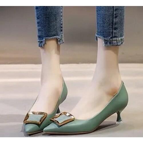 Cresfimix Zapatos Dama women light weigh green pu leather 3cm low heel shoes for office lady party comfort black heels a6691c