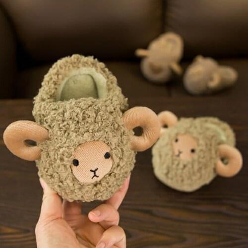 Baby Cotton Slippers Winter Childrens Cute Sheep Slippers Plush Slippers Home Indoor Shoes Furry Kids Slippers