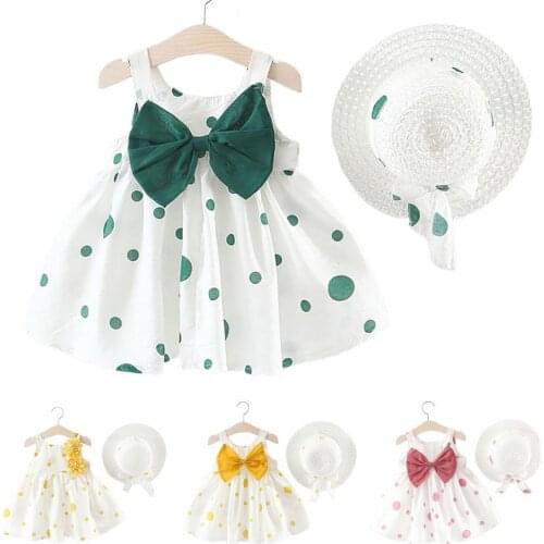 Girls Dress Dots Printing Breathable Cute Flower Children Dots Dress for Picnic Summer Dress for Girls Childrens Clothing