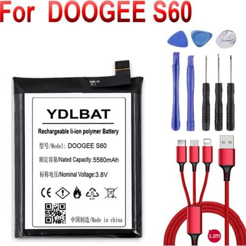 For DOOGEE S60 BAT17M15580&BAT17S605580 Replacement 5580mAh Parts backup battery for DOOGEE S60 Smart Phone+USB cable+toolkit
