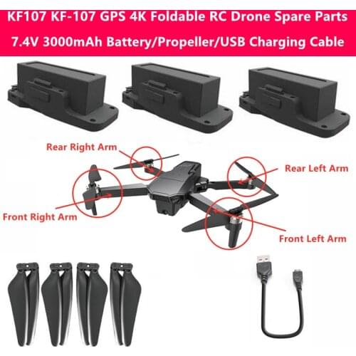 KF107 KF-107 Brushless 4K UHD GPS Remote Control Drone Original 7.4V 3000mAh Battery/Propeller/USB Charging Cable Spare Parts