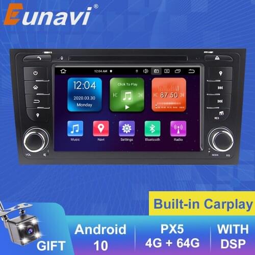 Eunavi 2 Din Android 9.0 Car Radio Multimedia Player For Audi/A6/S6/RS6 Auto Radio Stereo System GPS DVD CD Navigation 4GB 64GB