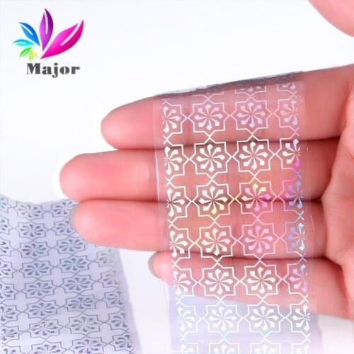 New Holographic Foil Broken Glass Nail Foil Finger Nail Art Mirror Stickers Glitter Stencil Decal DIY Manicure