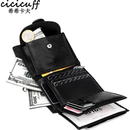 Vintage Genuine Leather Men Short Purse Leather Hasp Coin Pocket Wallet RFID Credit Card Holder New Bank Card Case Mens Wallets