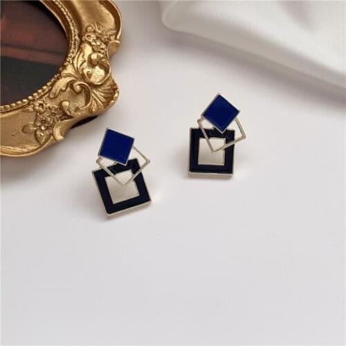 Fashion temperament geometric square drop glaze color earrings sweet girl fashion earrings jewelry accessories