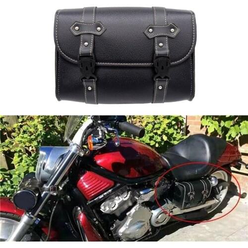 1 Pcs Motorcycle PU Leather Retro Tool Luggage Bag Storage Box Motorbike Black Side Saddle Bag For Honda Sportster 1200 Kawasaki