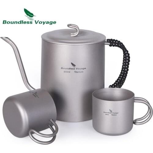 Boundless Voyage Titanium Kettle Cup Set with Anti-scalding Handle for Wine Coffee Tea Sake Mug Set Fire Induction Cooker