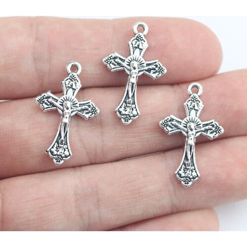 Newest 20Pieces 16*26mm Antique Silver Plated Cross Wicca Charms Steampunk Necklace Bracelet Pendant For DIY Jewelry Making