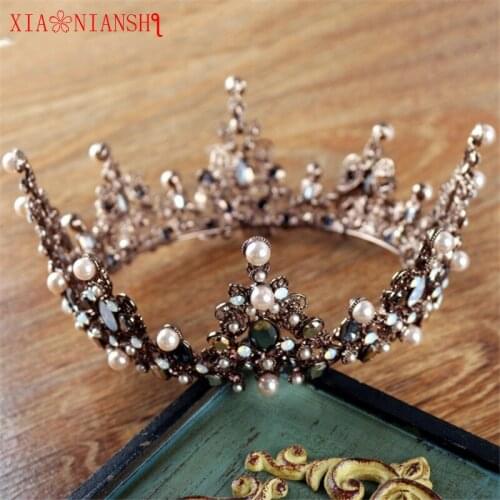 New Retro Rhinestone & Pearl Prom Princess Crown Crystal Bride flower Tiara Bridal Head Jewelry Pageant Wedding Hair Accessories
