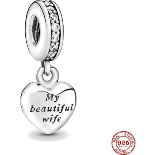 New Original siver color my beautiful wife pendant diy bead charm fit european pandora charms bracelet bangles diy jewelry P087