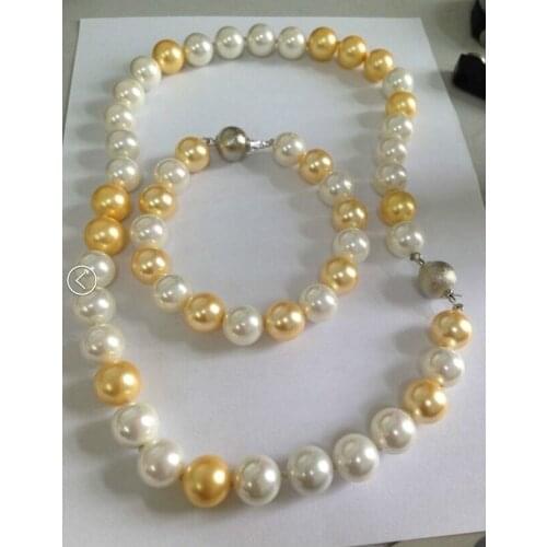 New charming elegant 11-12mm natural south sea white pearl necklace 18"bracelet 8" set