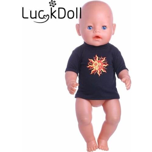 LUCKDOLL Solid Print T-Shirts Fit 18 Inch American 43cm Baby Doll Clothes Accessories,Girls Toys,Generation,Birthday Gift