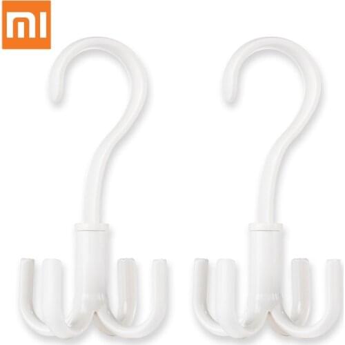 2Pcs/Set Original Xiaomi Hooks Mijia U 360 Degree Rotating Hook Four Claw Paws Hooks Multi-Function Wet Dry Hanger Hooks