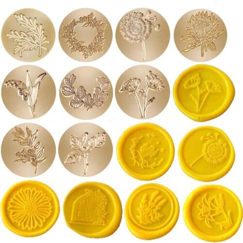 Plant Leaf Wax Seal Stamp Daisy Sunflower Cactus Ginkgo Wreath Rose Dandelion Cherry Blossoms Lily of the valley Tulip Stamps