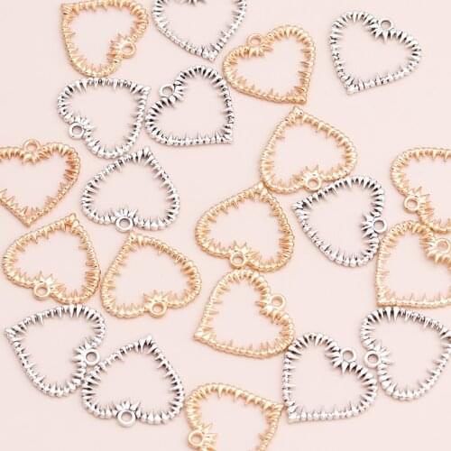 20pcs Big Hollow Thorns Hearts Charms for Making Necklaces Bracelets 25x25mm Gold Antique Silver Color Pendants Jewelry DIY