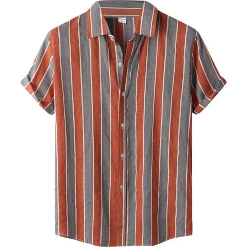 JAYCOSIN Mens Casual Vertical Stripe Shirt Male Short Sleeve Button Turn-Down Collar Breathable Mens Shirts Camisa Masculina