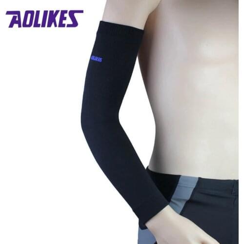 AOLIKES 2PCS Sports Safety Arm Warmers UV Protector Bicycle Cycling Volleyball Basketball Compression Arm Sleeves Armband
