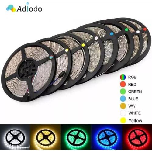 12V LED Strip Lights LED RGB 2835 LED Light Tape RGB Waterproof 60LEDs RGB Strip TapeFlexible Led lights 5Mroll for Room Decor