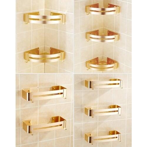 Punch-free Toilet Bathroom Toilet Rack Gold Wall Hanging Toilet Vanity Triangle Storage Wall Suction Type