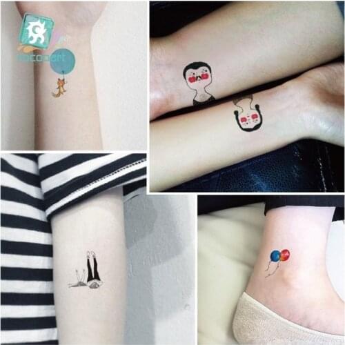 Waterproof Temporary Tattoo Sticker Balloon Flower Cat Rabbit Cartoon Fake Tatto Flash Tatoo Kids Men Women Finger Arm Tattos