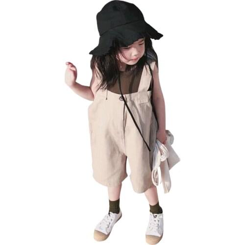 Knitted Vest + Overalls Back To School outfits Age For 3 - 8 Years Baby Girls 2021 New Summer Children Clothes Casual 2pc sets