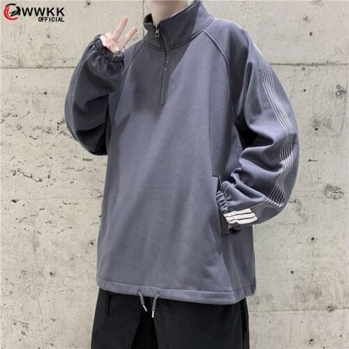WWKK Men Retro Harajuku Hoodies 2021 Autumn Pullover Mens Streetwear Korean Sweatshirts Drop Shoulder Hoodie