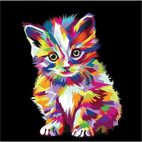 Yumeart 5D DIY Diamond Painting by Number Colourful Cat Full Square Drill Diamond Mosaic Animal DMC Cross Stitch Decor for Home