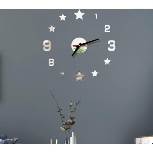 3D Wall Clock Mirror Wall Stickers DIY Removable Self-Adhesive Wall Clock Surface Sticker Home Office Living Room Decor Clock