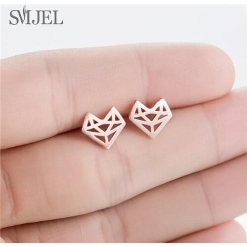 SMJEL Vintage Origami Fox Stud Earings 2019 Cute Animal Earrings For Women Daily Party Jewelry Accessories